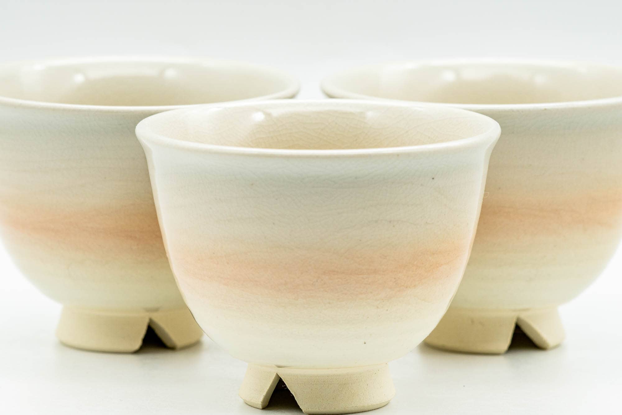 Japanese Teacups - Set of 4 Beige Peach Glazed Hagi-yaki Yunomi - 100ml