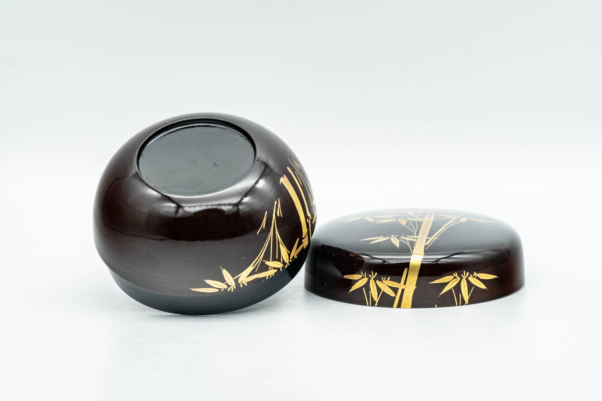 Japanese Natsume - Black Lacquer Golden Bamboo Matcha Tea Caddy - 50ml