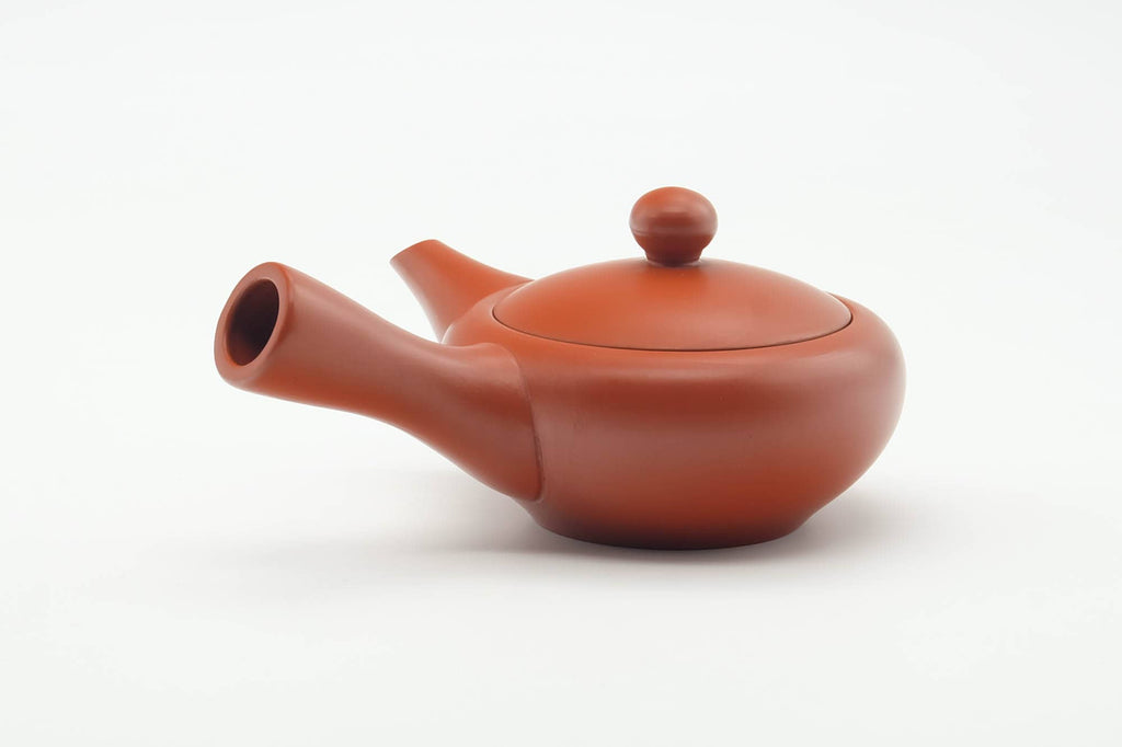 Japanese Kyusu - Smooth Red Shudei Tokoname-yaki Debeso Teapot - 150ml