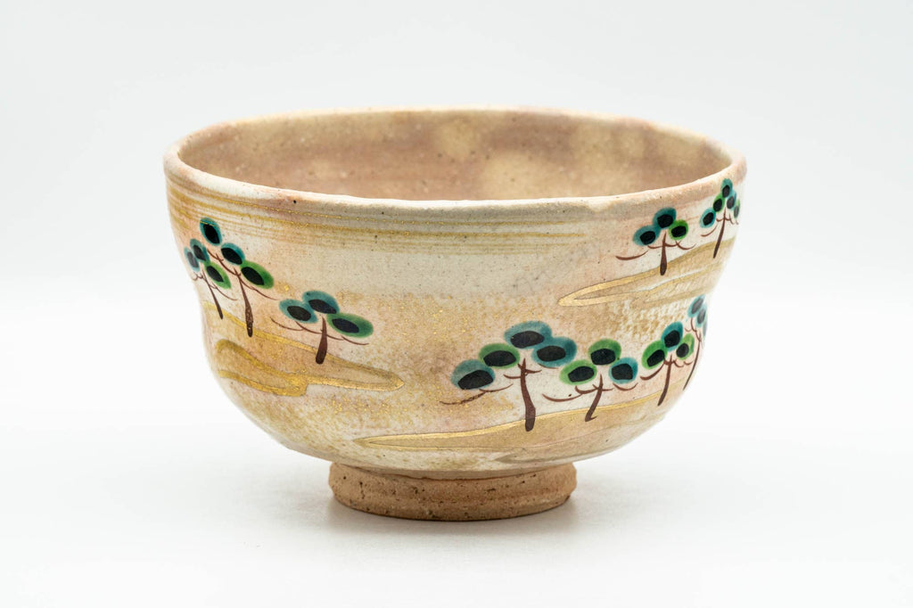 Japanese Matcha Bowl - Milky Trees Gohonte Glazed Hagi-yaki Dojimari-gata Chawan - 350ml