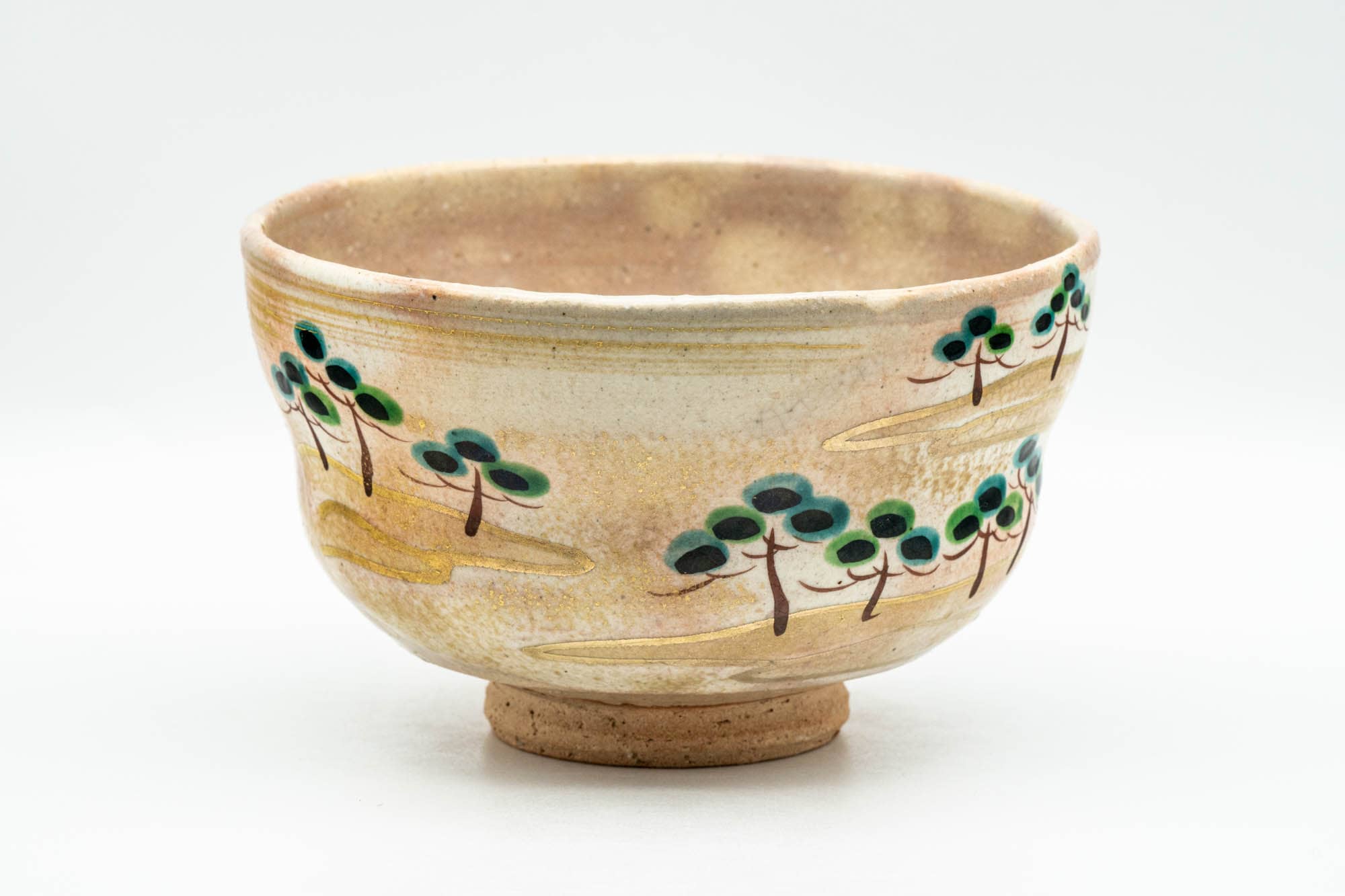 Japanese Matcha Bowl - Milky Trees Gohonte Glazed Hagi-yaki Dojimari-gata Chawan - 350ml