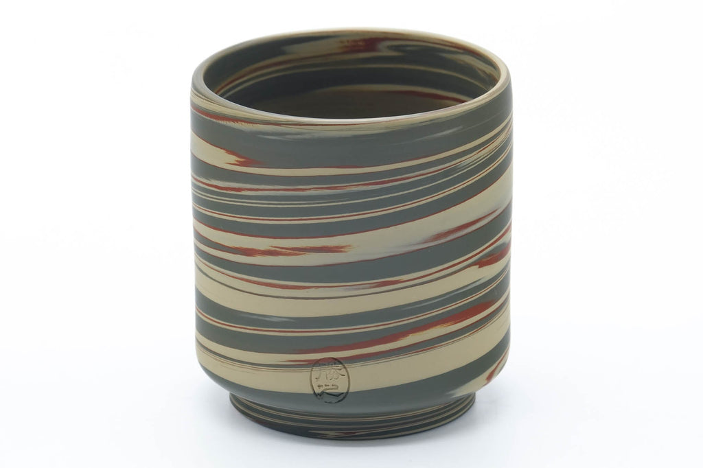 Japanese Teacup - Green Yellow Nerikomi Tokoname Yunomi - 135ml
