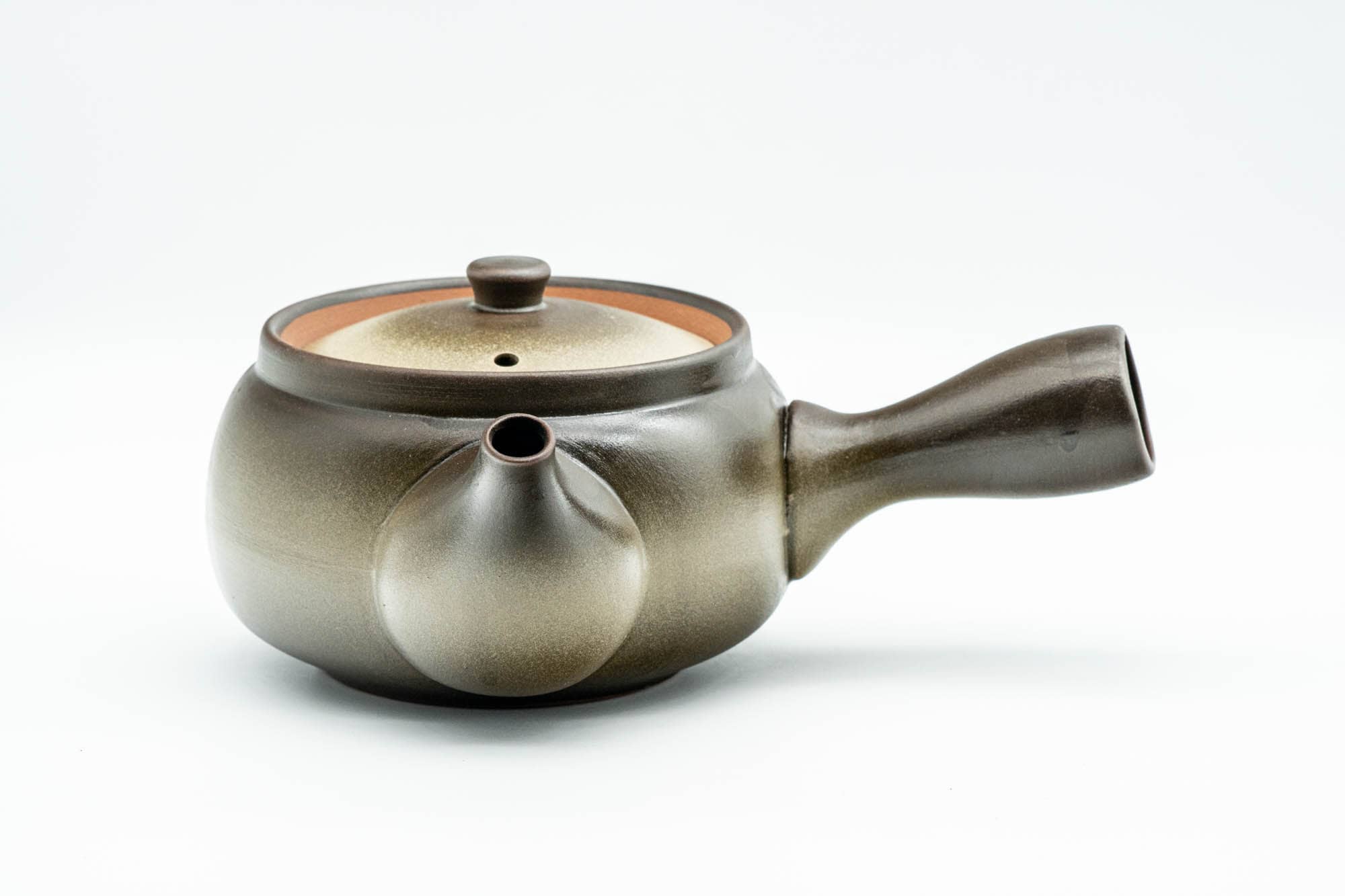 Japanese Kyusu - Beige Black Obi-ami 360 Mesh Filter Teapot - 380ml