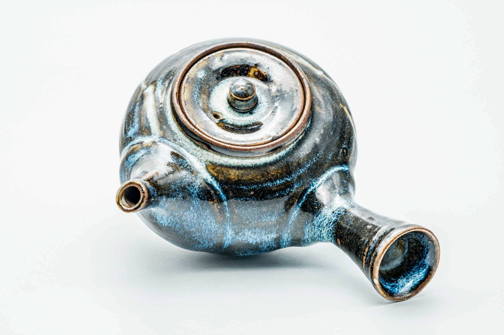 Japanese Kyusu - Spiraling Brown Blue Glazed Do-ake Teapot - 250ml
