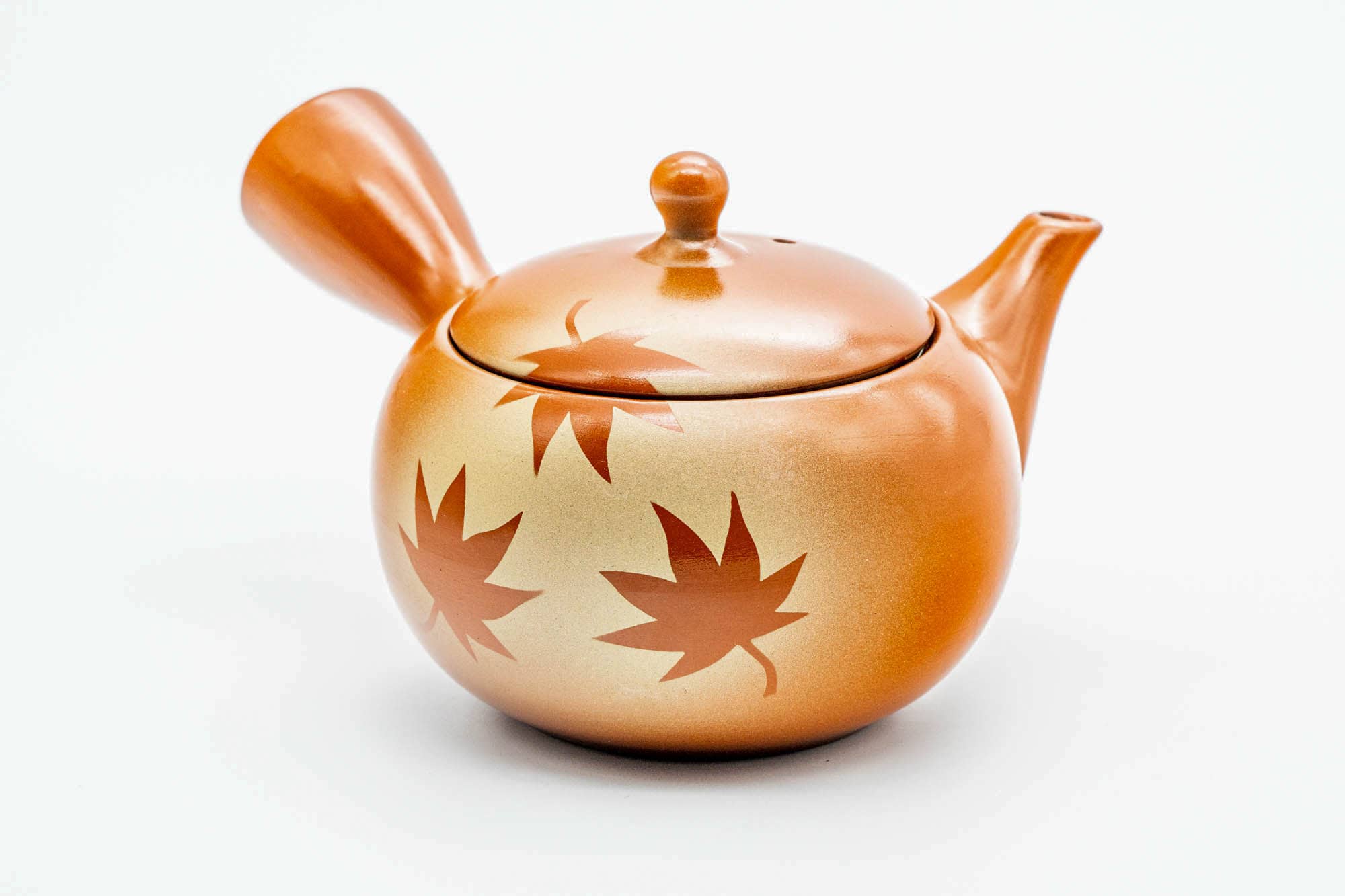 Japanese Kyusu - Momiji Leaves Tokoname-yaki Basket Mesh Teapot - 330ml