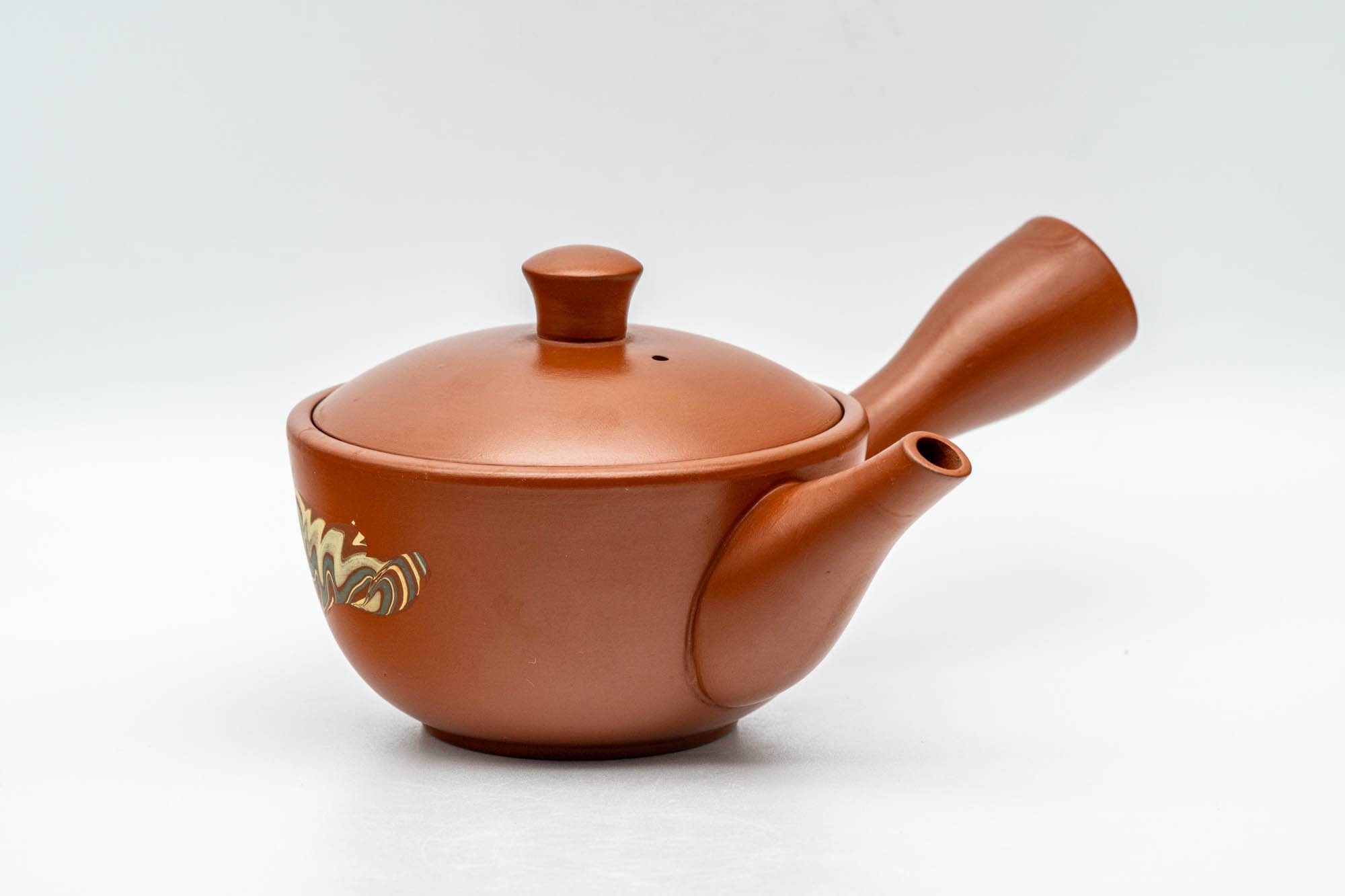 Japanese Kyusu - Akai Shinko 伸康 - Nerikomi Striped Tokoname-yaki Debeso Teapot - 150ml