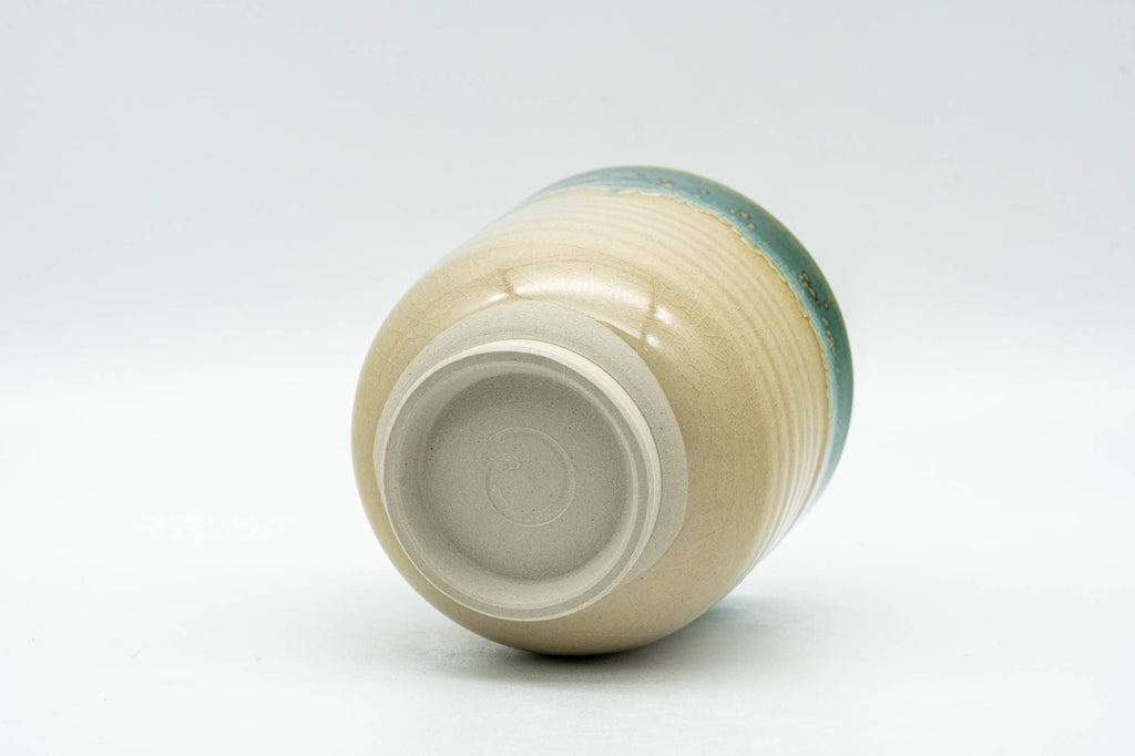 Japanese Teacup - Beige Speckled Teal Agano-yaki Yunomi - 150ml