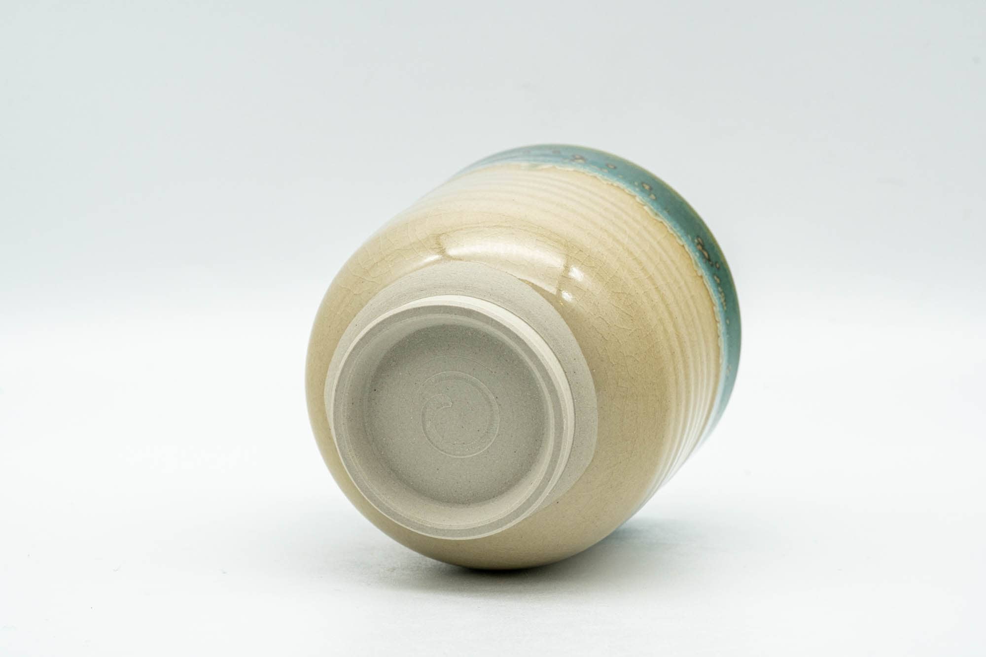 Japanese Teacup - Beige Speckled Teal Agano-yaki Yunomi - 150ml