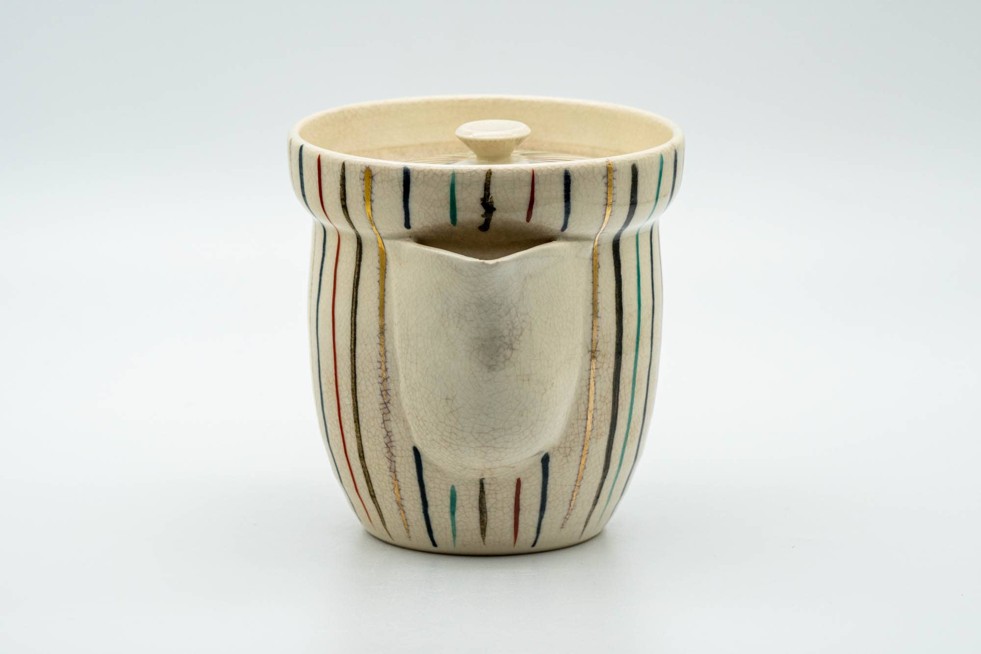 Japanese Houhin - Colorfully Striped Collared Do-ake Teapot - 250ml