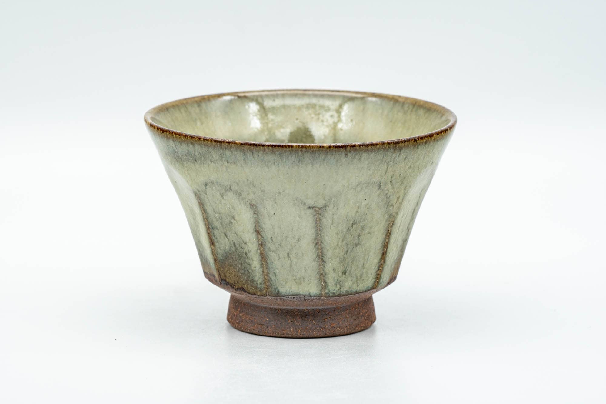 Japanese Teacup - Milky Sage Drip-Glazed Yunomi - 110ml