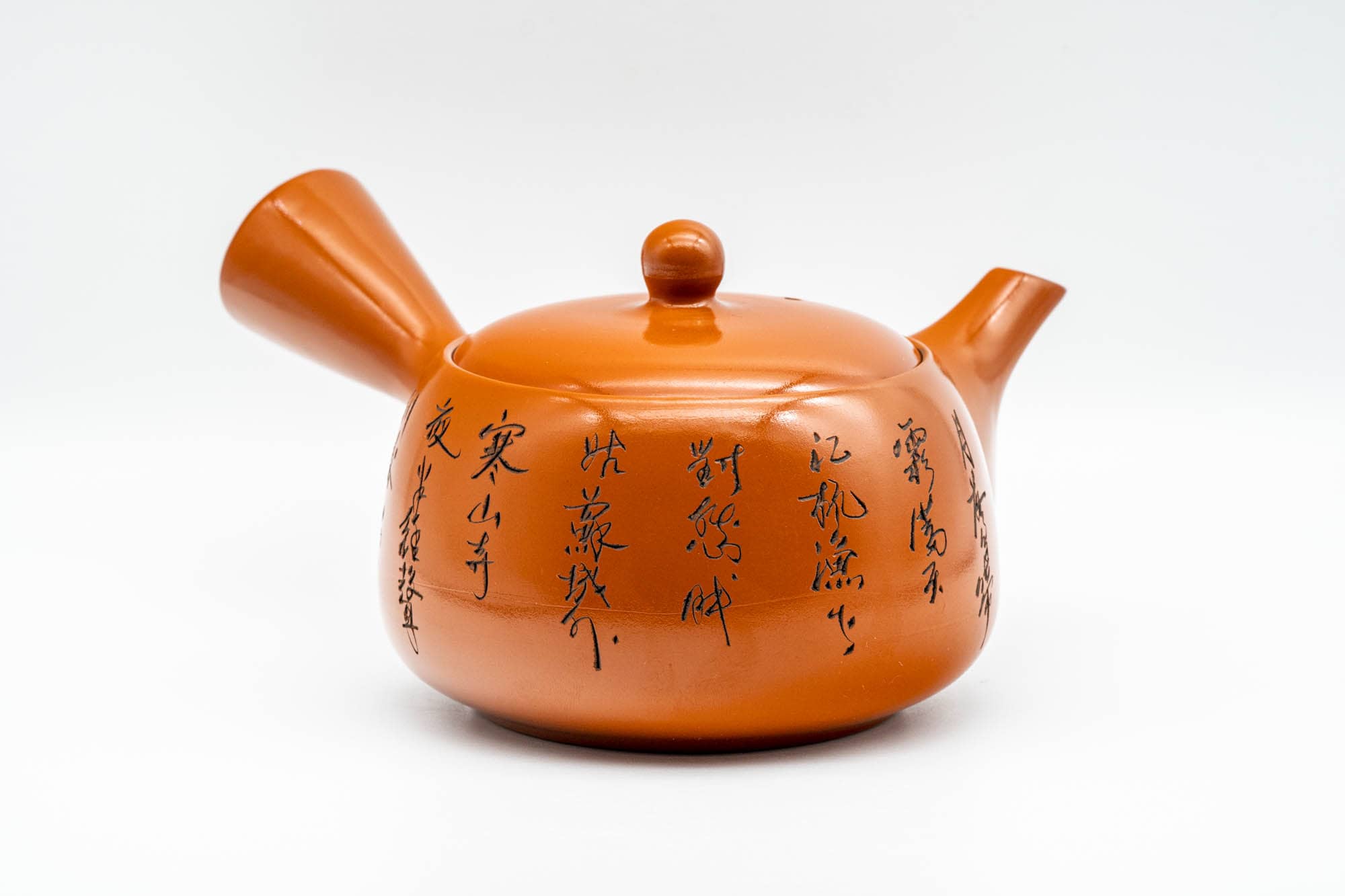 Japanese Kyusu - Kanji Engraved Tokoname-yaki Mesh Teapot - 400ml