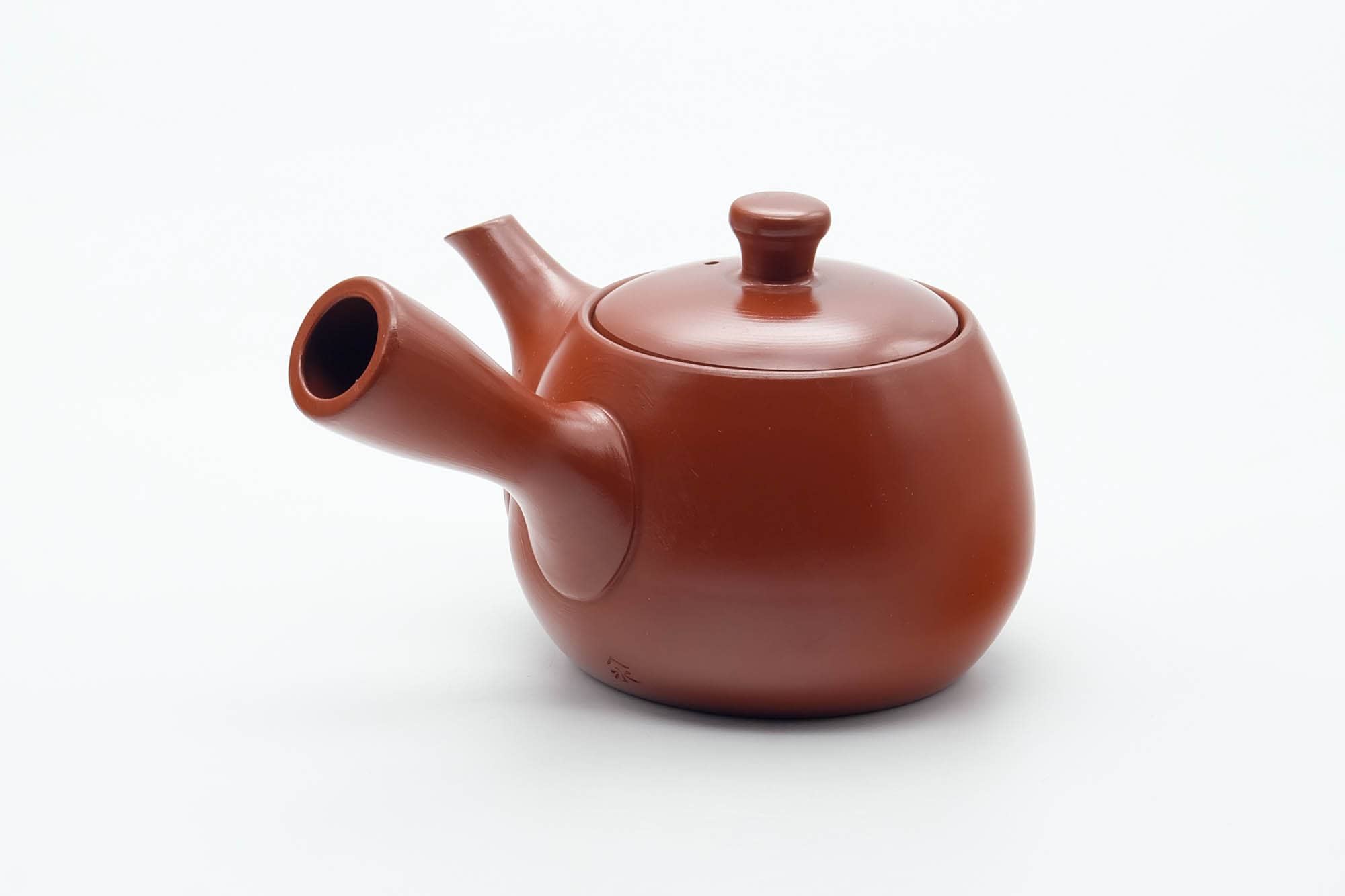 Japanese Kyusu - Smooth Unglazed Dark Red Shudei Tokoname-yaki Mesh Filter Teapot - 290ml