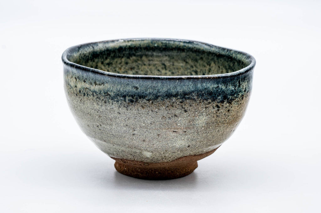 Japanese Matcha Bowl - Beige Blue Hare's Fur Glazed Wan-nari Chawan - 250ml