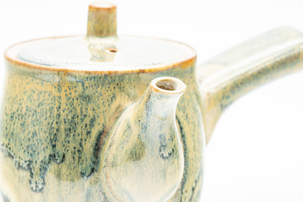Japanese Kyusu - Green Yellow Drip-Glazed Debeso Teapot - 240ml