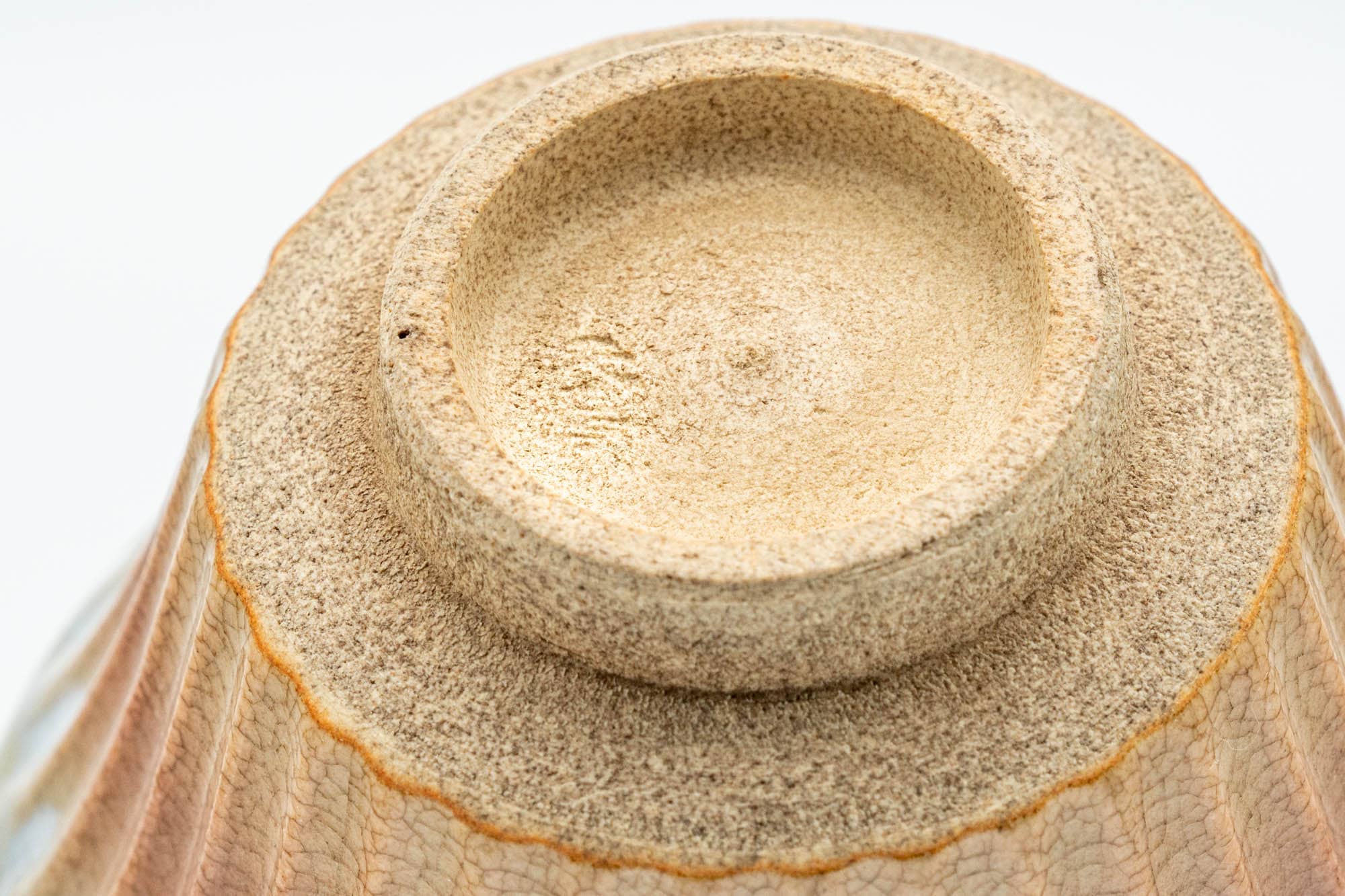 Japanese Teacup - 天鵬山 Tsubaki Kiln - Groovy Hagi-yaki Yunomi - 70ml