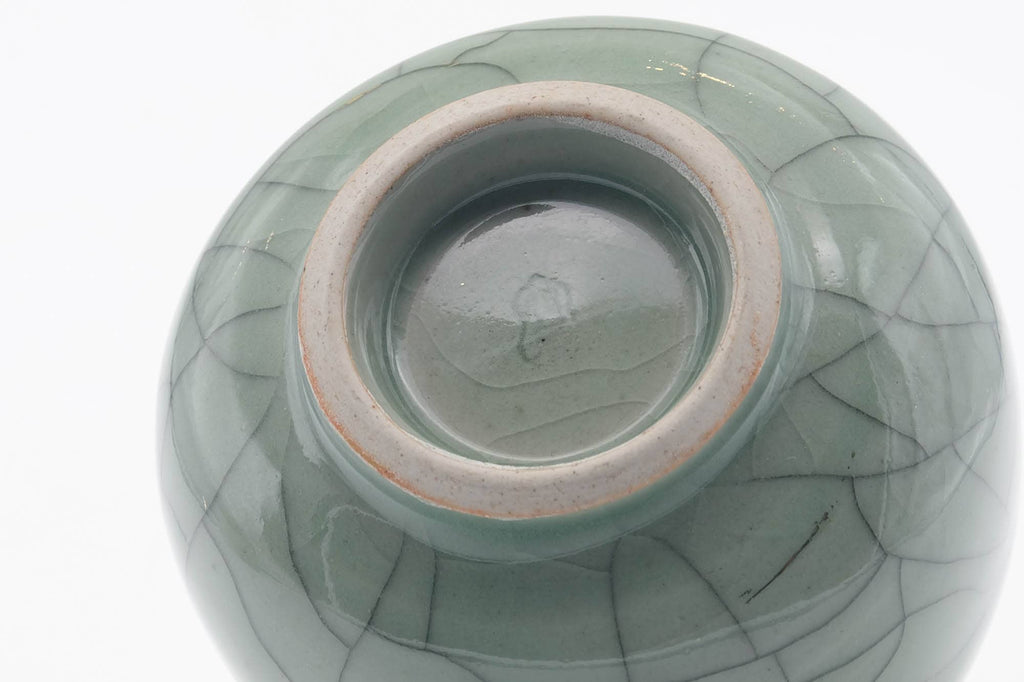 Japanese Teacup - Green Celadon Glazed Golden Horse Obori Soma-yaki Yunomi - 100ml