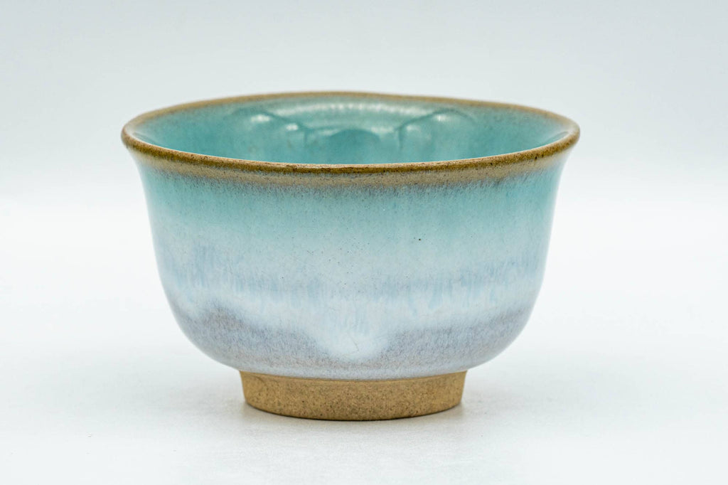 Japanese Teacups - Pair of Green Drip-Glazed Agano-yaki Yunomi - 100ml