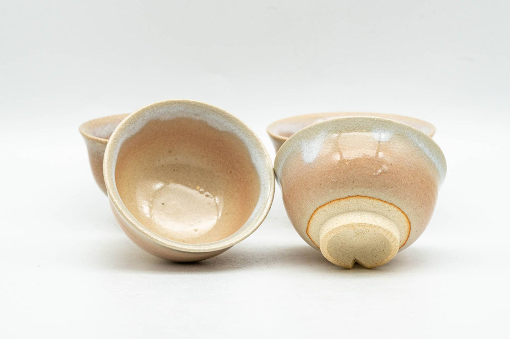 Japanese Teacups - Set of 4 天鵬山 Tsubaki Kiln - Tiny Hagi-yaki Guinomi - 25ml