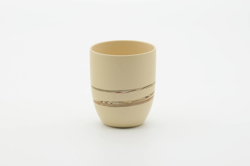Japanese Teacup - Beige Green Zigzag Nerikomi Tokoname-yaki Yunomi - 140ml
