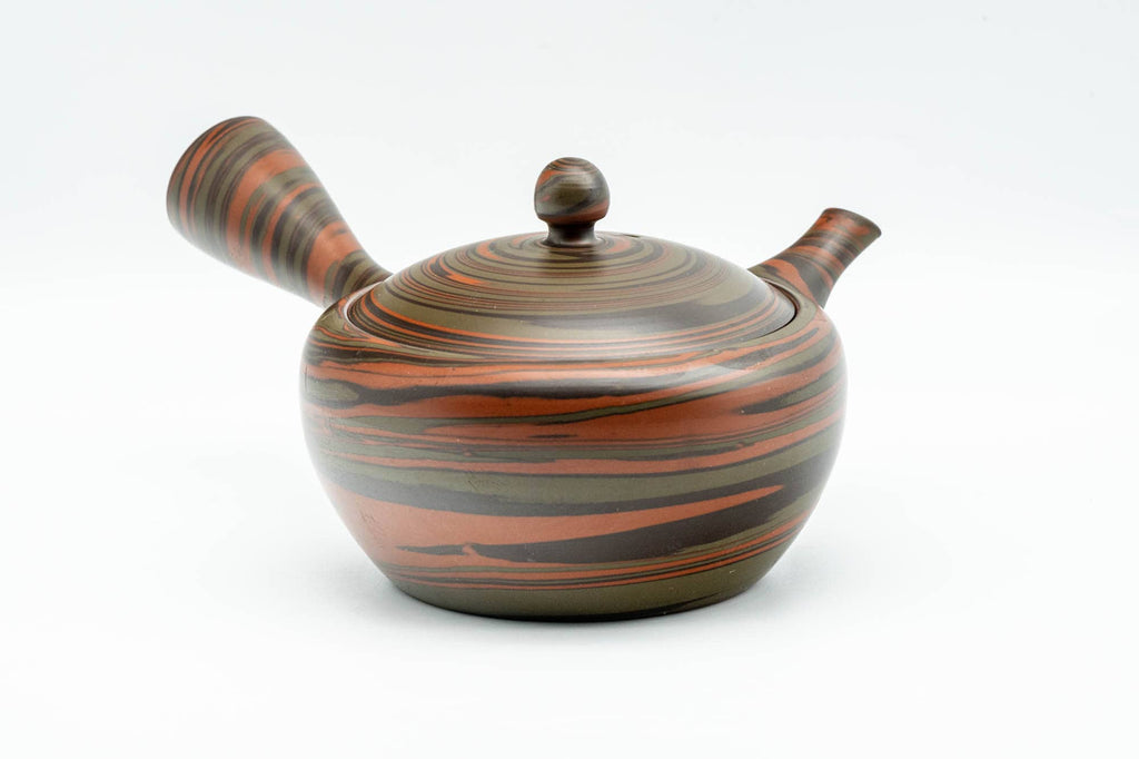 Japanese Kyusu - 陶仙 Tosen Hida - Red Nerikomi Tokoname-yaki Debeso Teapot - 220ml