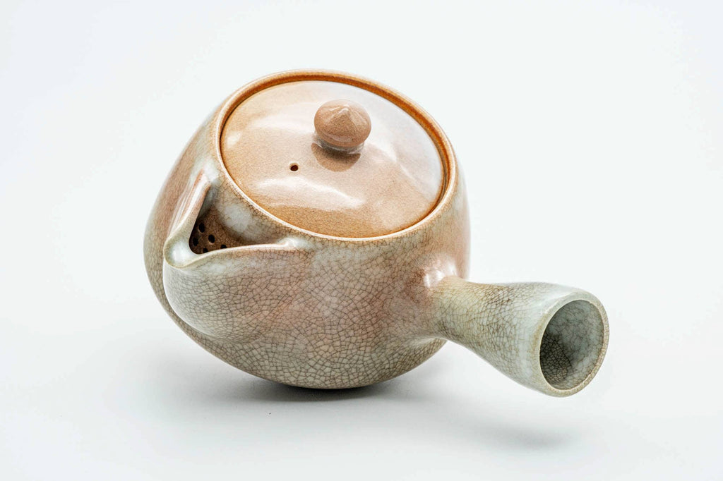 Japanese Kyusu - 天鵬山 Tsubaki Kiln - Beige Pink Weathered Hagi-yaki Ceramic Filter Teapot - 300ml