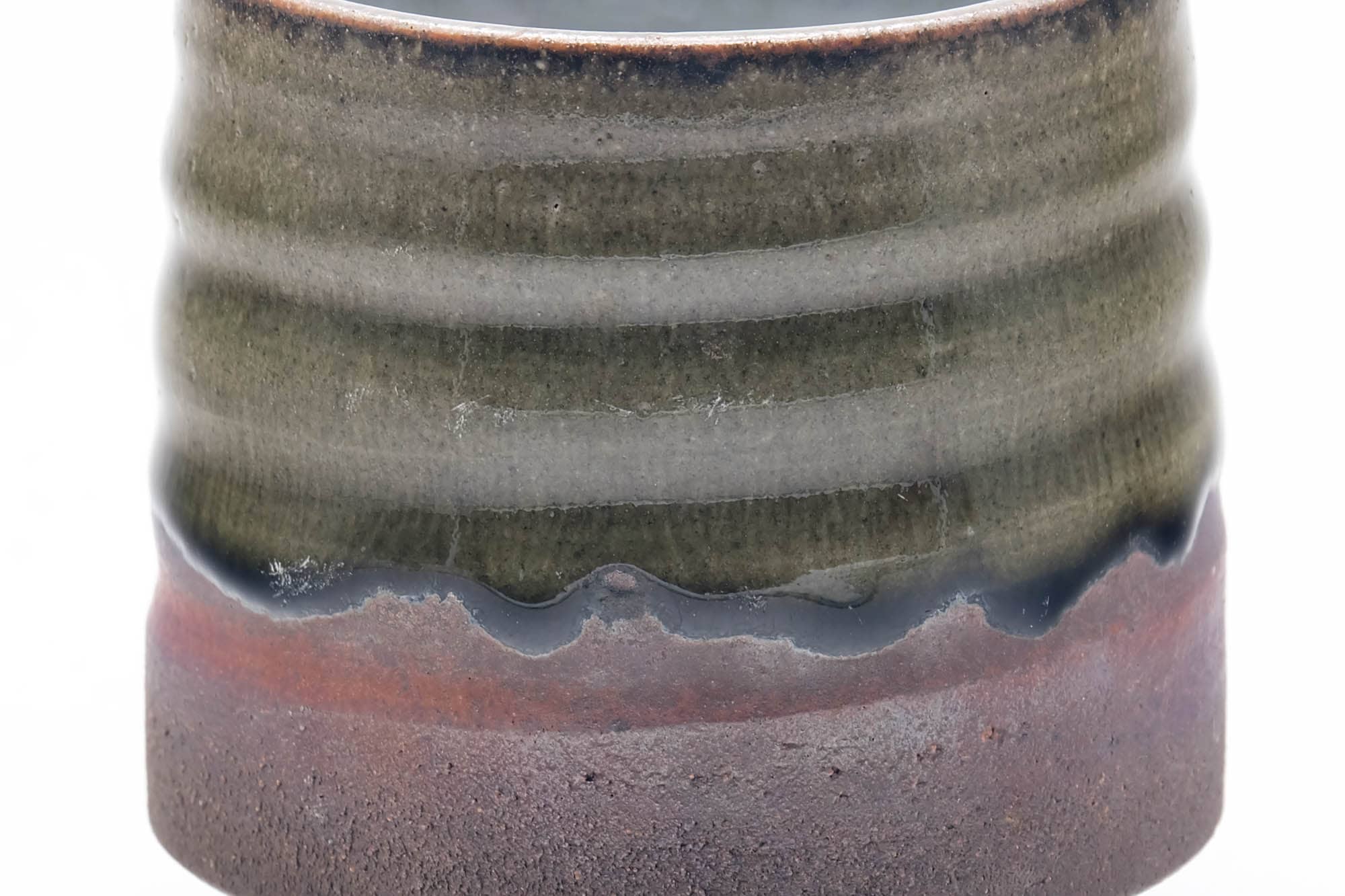 Japanese Teacup - Large Green Drip-Glazed Yunomi - 250ml