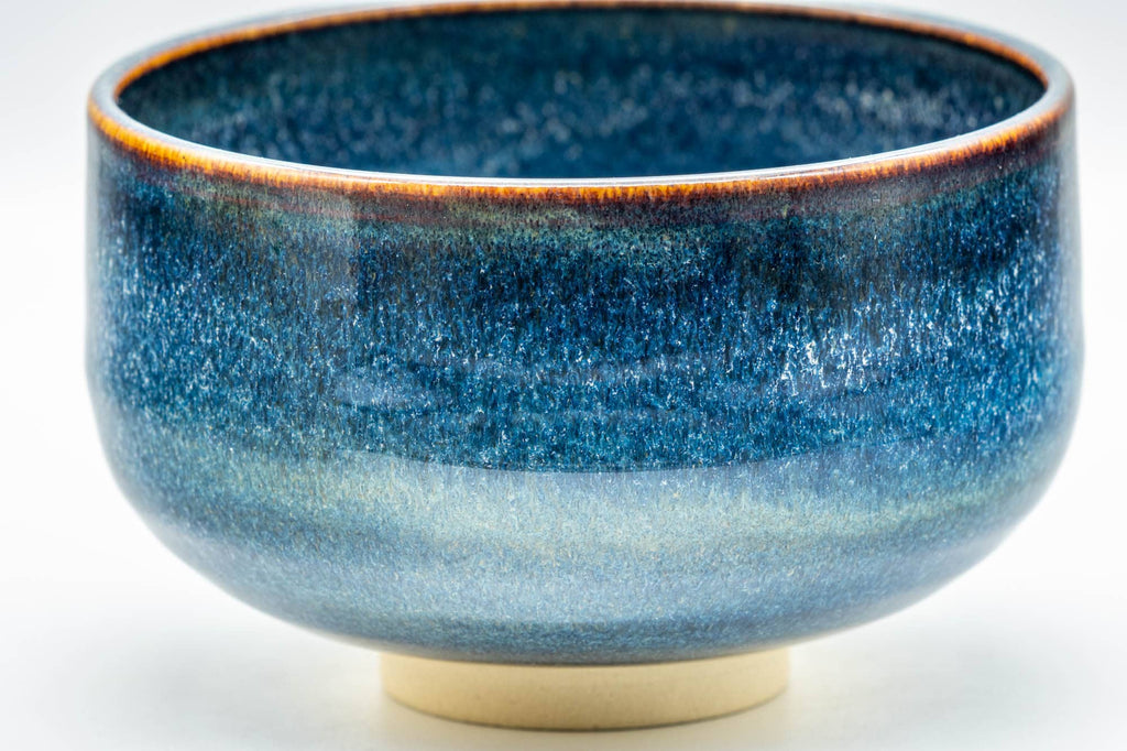 Japanese Matcha Bowl - Blue Hare's Fur Glazed Hantsutsu-gata Chawan - 350ml