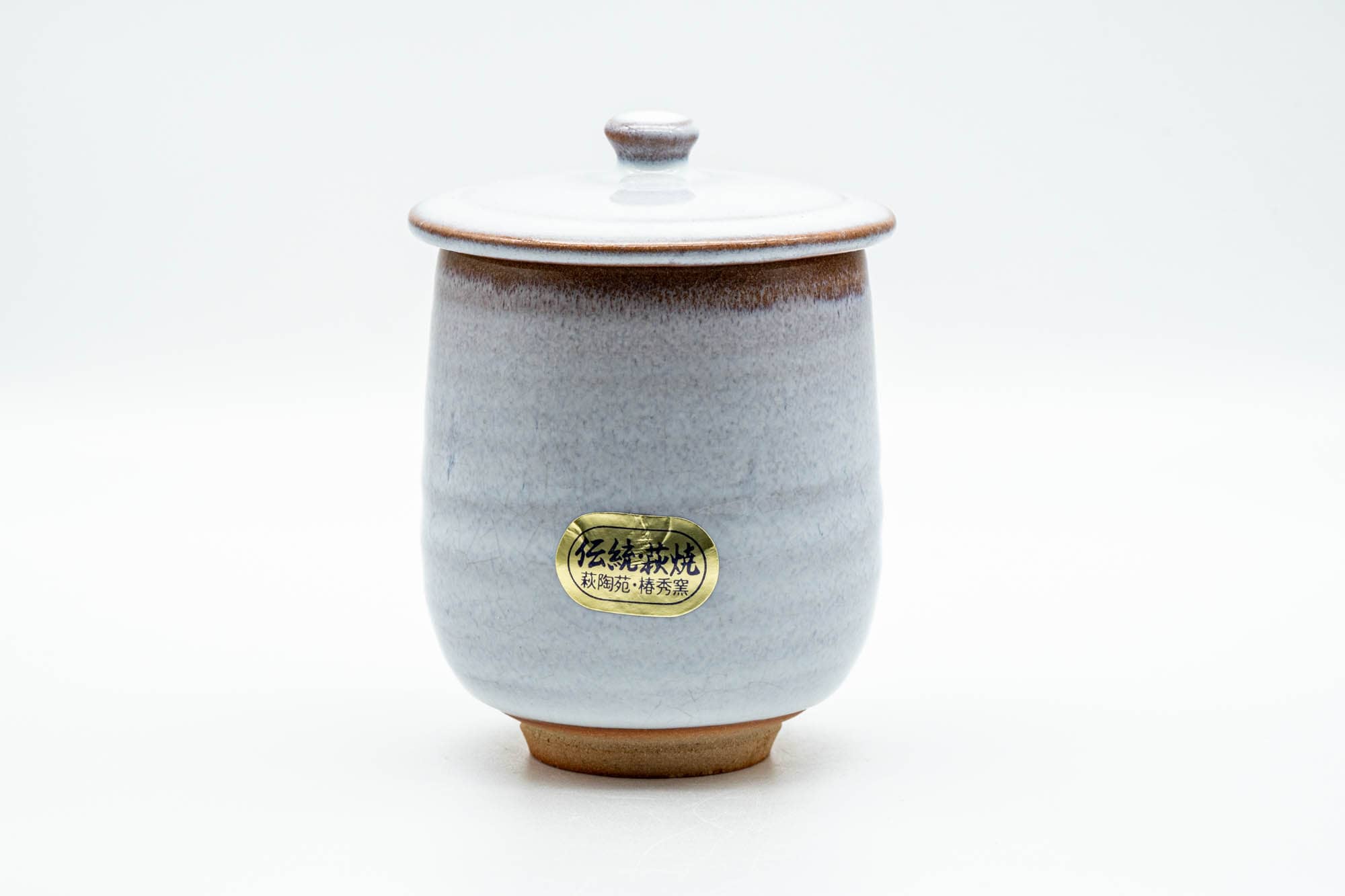 Japanese Teacup - Large White Glazed Hagi-yaki Lidded Yunomi - 220ml