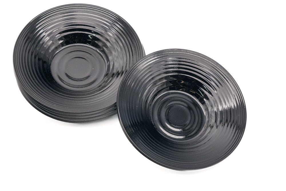 Japanese Chataku - Set of 5 Thin Black Lacquer Tea Saucers