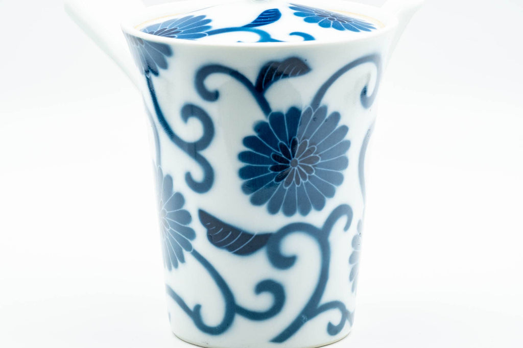 Japanese Kyusu - Blue Floral Arita-yaki Porcelain Debeso Teapot - 300ml