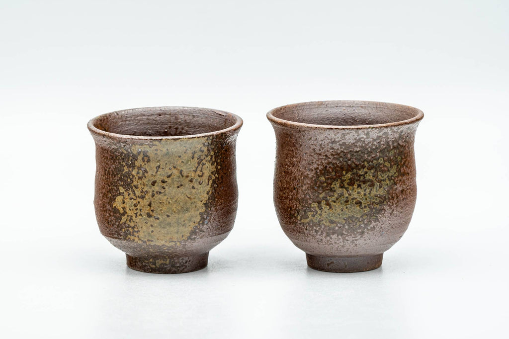 Japanese Teacups - Pair of Ash Green Glazed Guinomi - 55ml