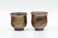 Japanese Teacups - Pair of Ash Green Glazed Guinomi - 55ml