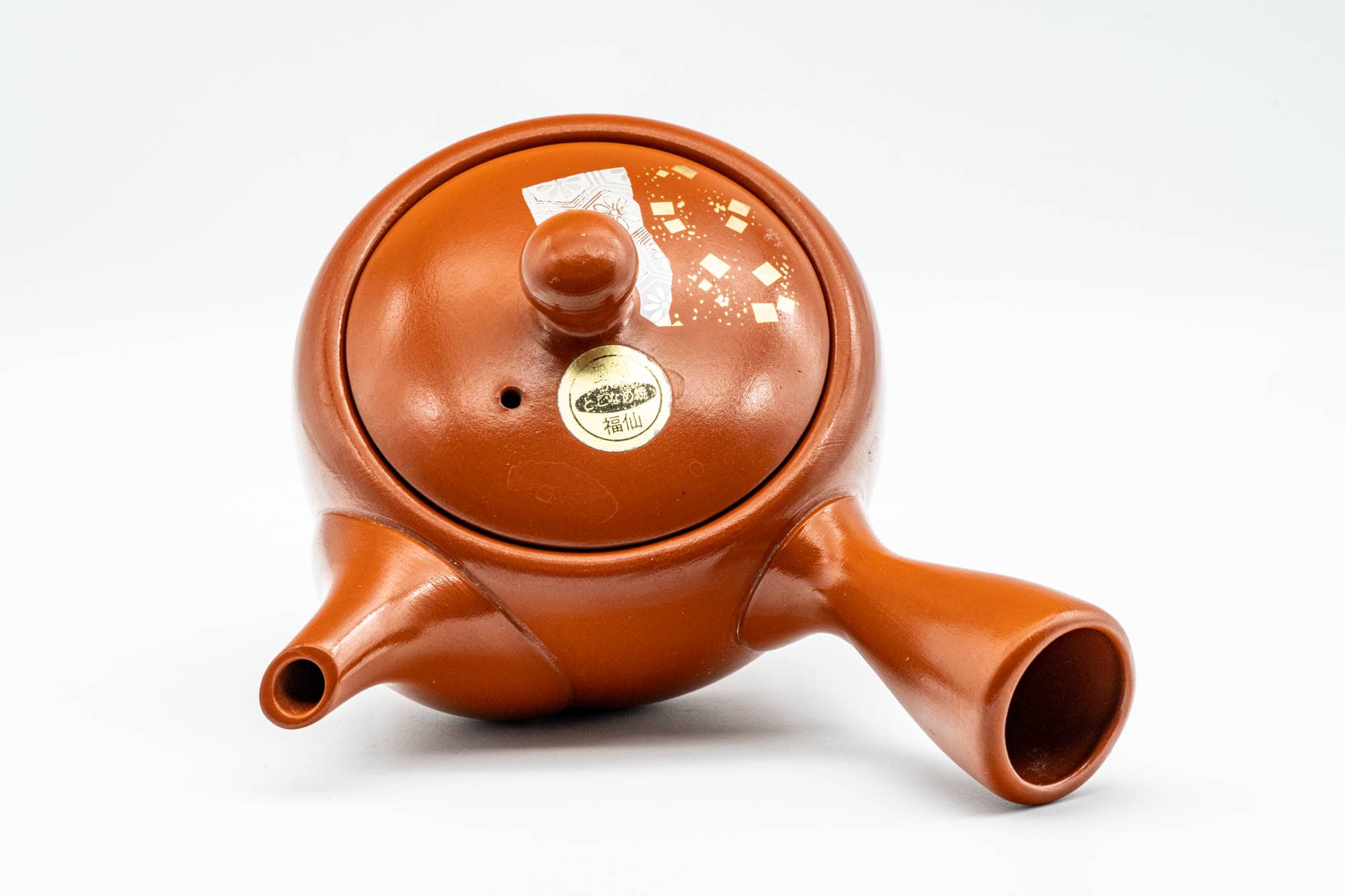 Japanese Kyusu - Gold White Floral Tokoname-yaki Mesh Teapot - 200ml