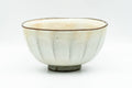 Japanese Matcha Bowl - Milky White Glazed Faceted Chawan - 250ml