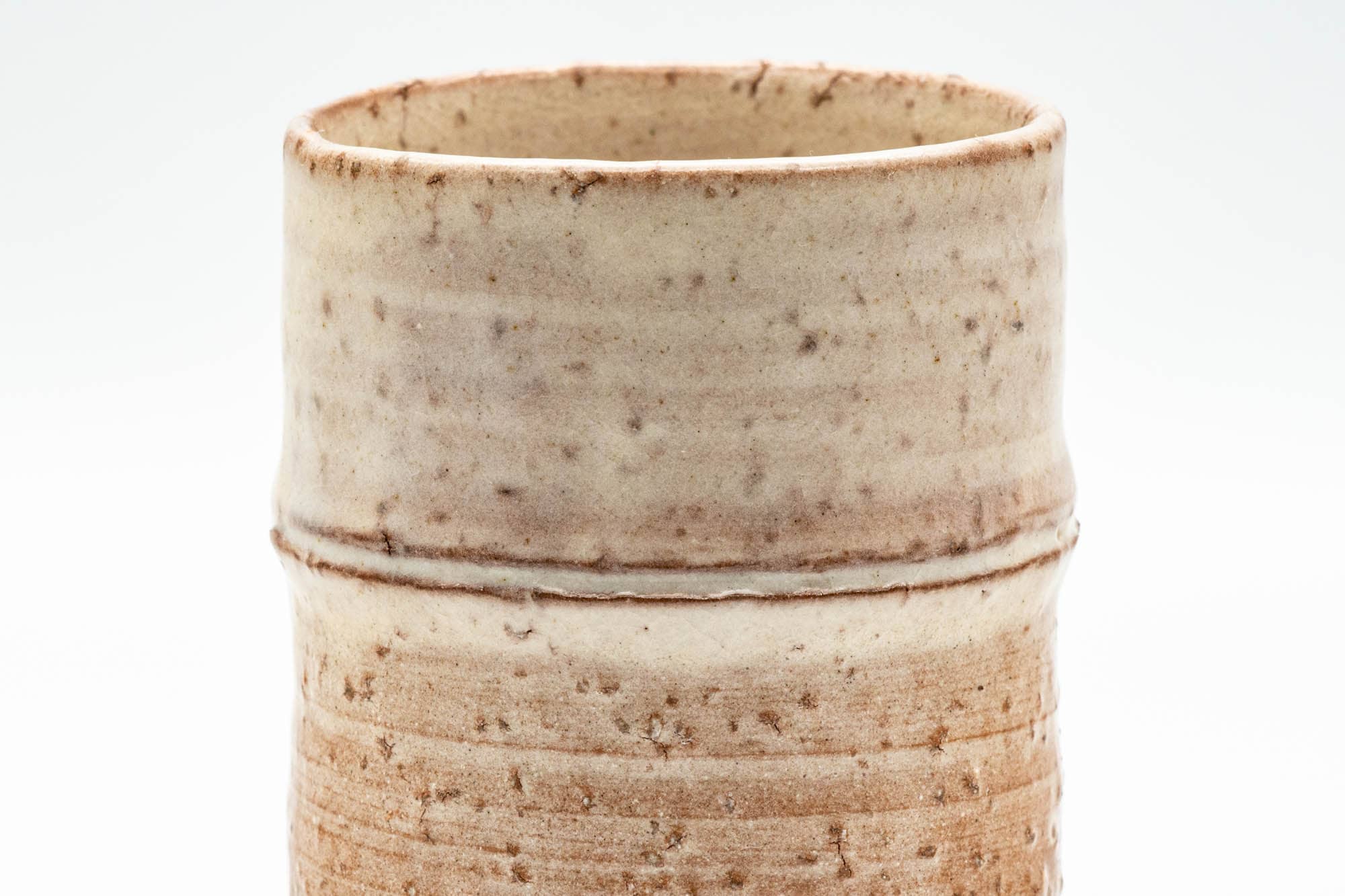 Japanese Teacup - Beige Bamboo-shaped Hagi-yaki Yunomi - 180ml