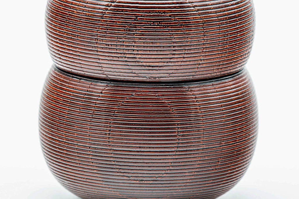 Japanese Usuchaki - Gourd Textured Wood Urushi Lacquer Matcha Tea Caddy - 90ml