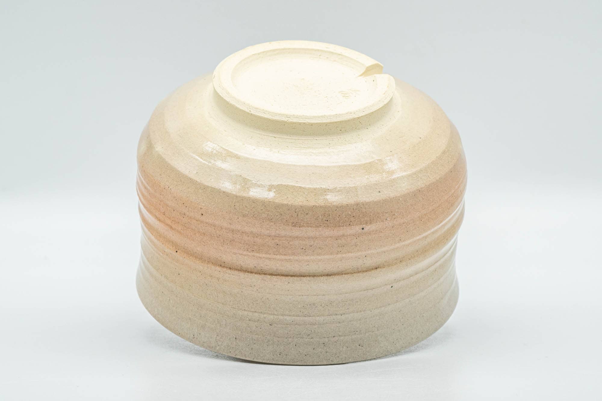 Japanese Tea Ceremony Set - Beige Pink Glazed Groovy Kyo-yaki Chawan and Kensui