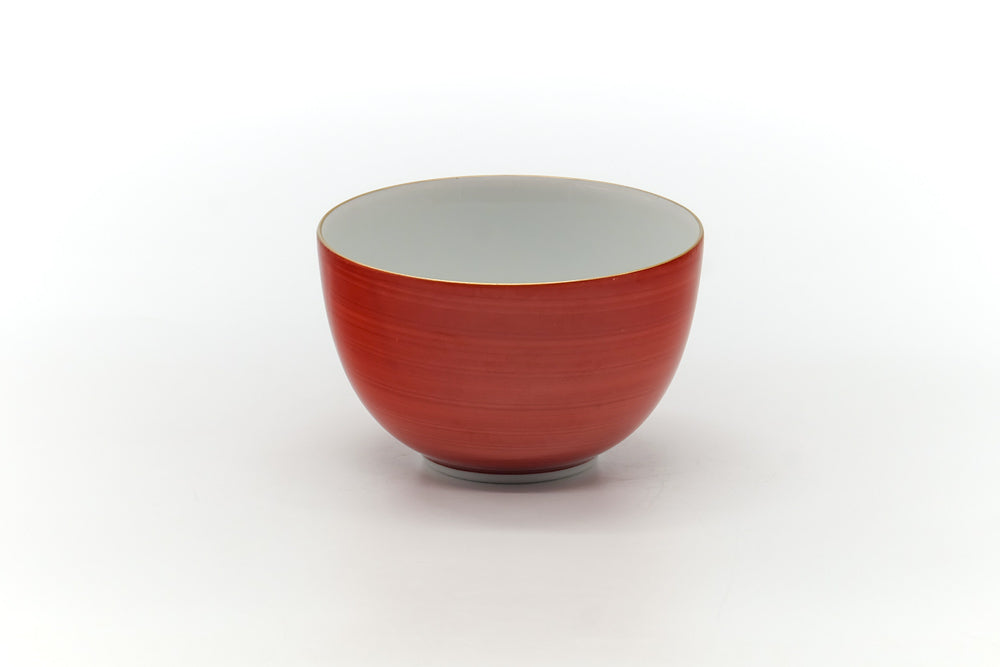 Japanese Teacup - Red Gold Bird Porcelain Yunomi - 175ml