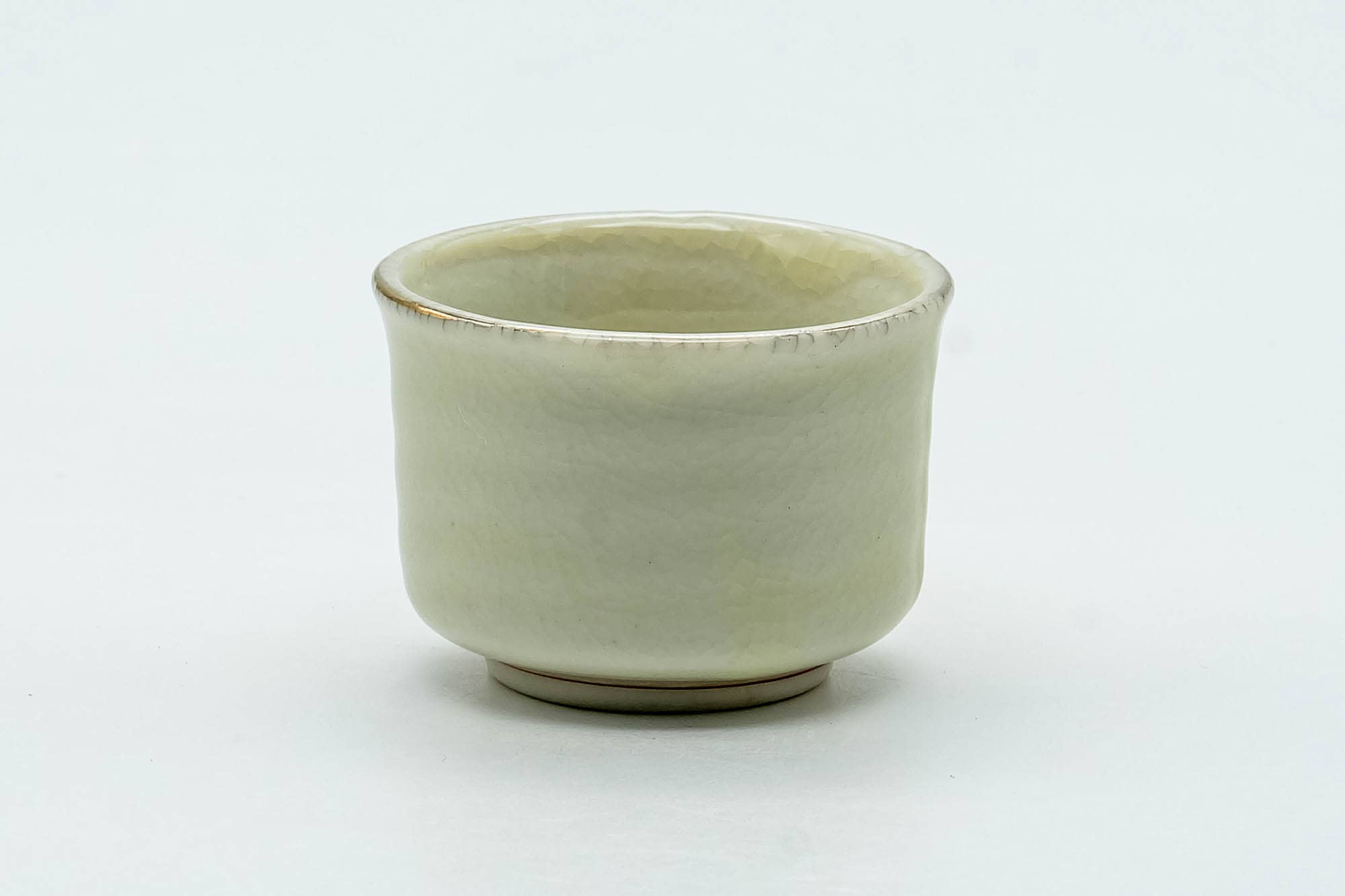 Japanese Teacup - Small Biege Floral Kutani-yaki Guinomi - 30ml