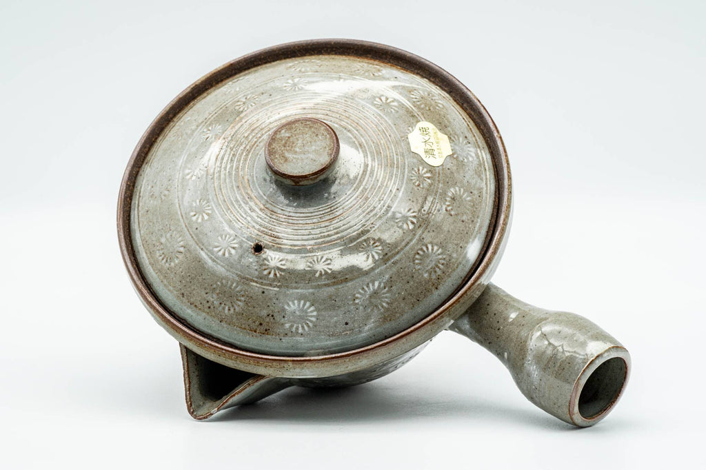 Japanese Kyusu - Chrysanthemum Grey Glazed Kiyomizu-yaki Do-ake Teapot - 200ml