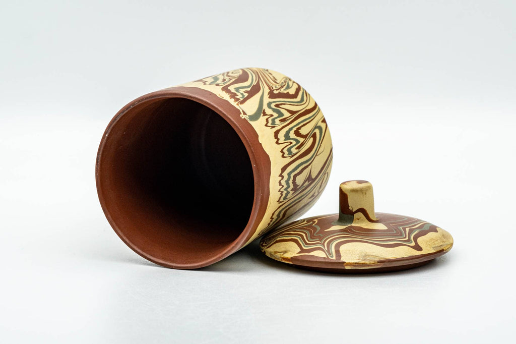 Japanese Teacup - Red Yellow Marbled Nerikomi Tokoname-yaki Lidded Yunomi - 150ml