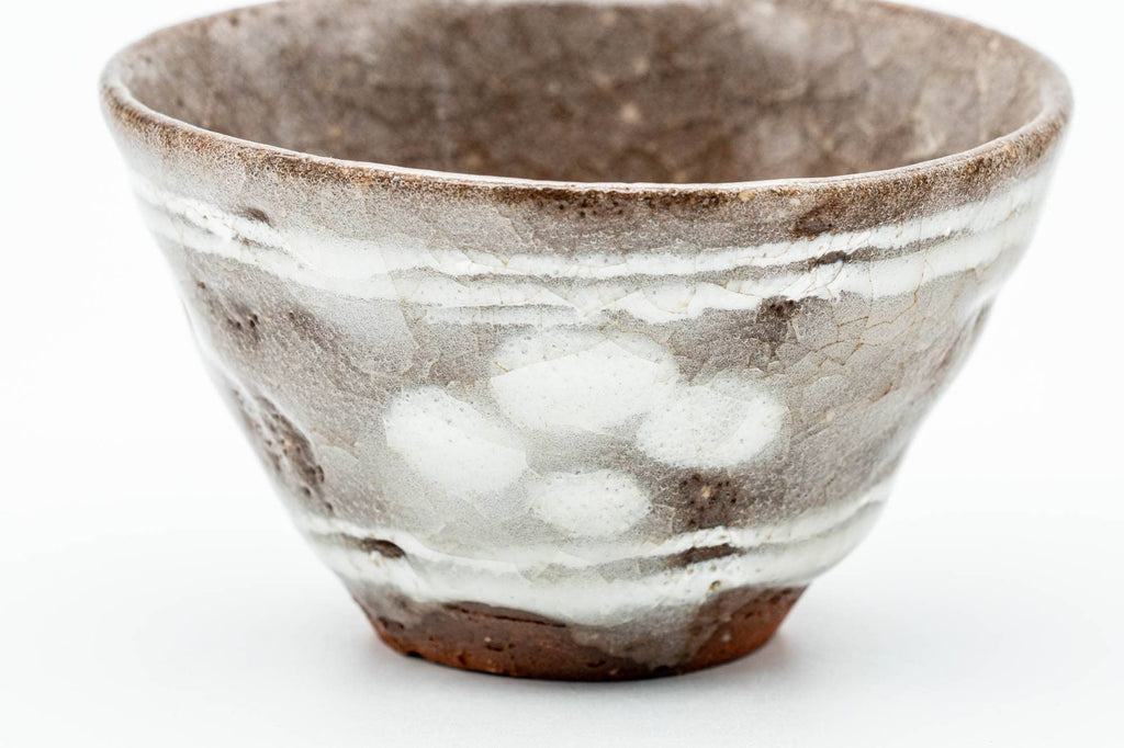 Japanese Teacups - Pair of Milky White Floral Glazed Yunomi - 100ml