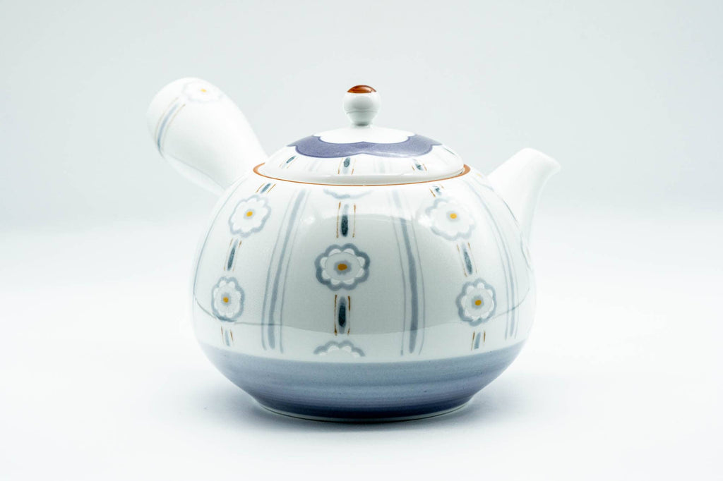 Japanese Kyusu - Chrysanthemum Striped Arita-yaki Debeso Teapot - 500ml
