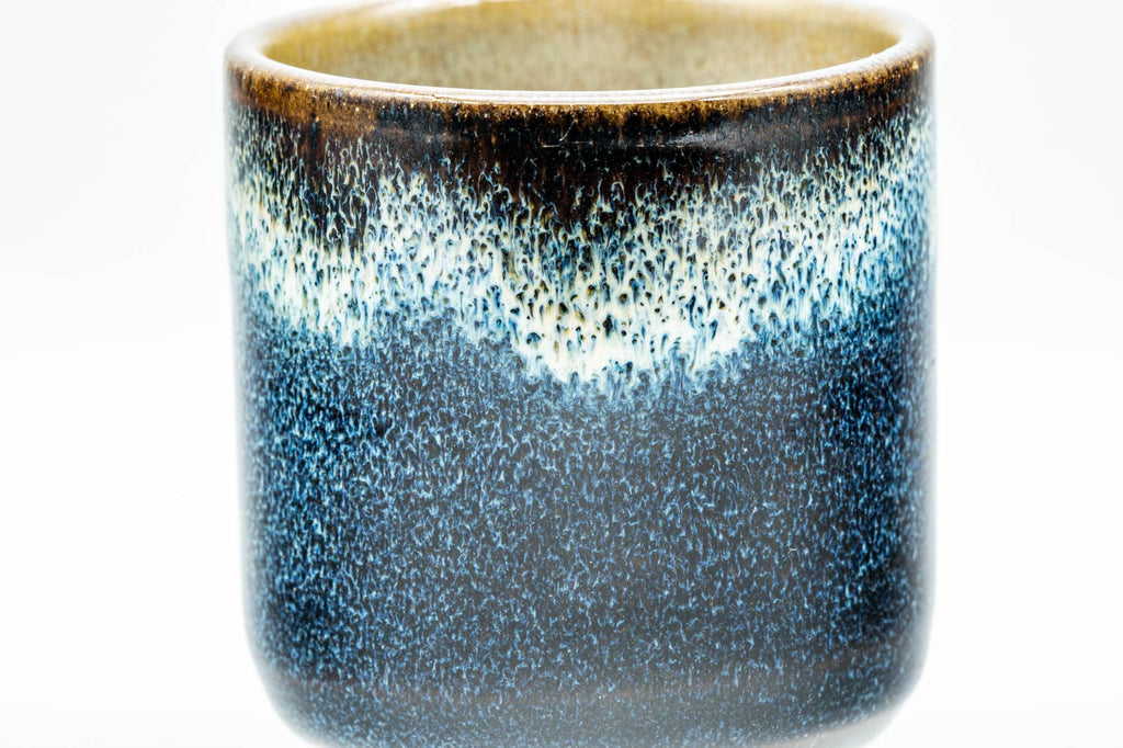 Japanese Teacup - Black and Blue Glazed Tsutsu-gata Yunomi - 140ml