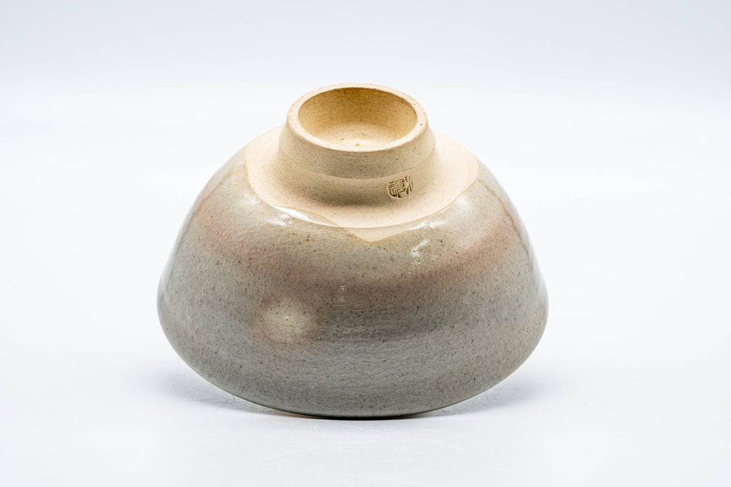 Japanese Matcha Bowl - 天鵬山 Tsubaki Kiln - Bamboo-node Foot - Beige Gohonte Glazed Hagi-yaki Chawan - 300ml