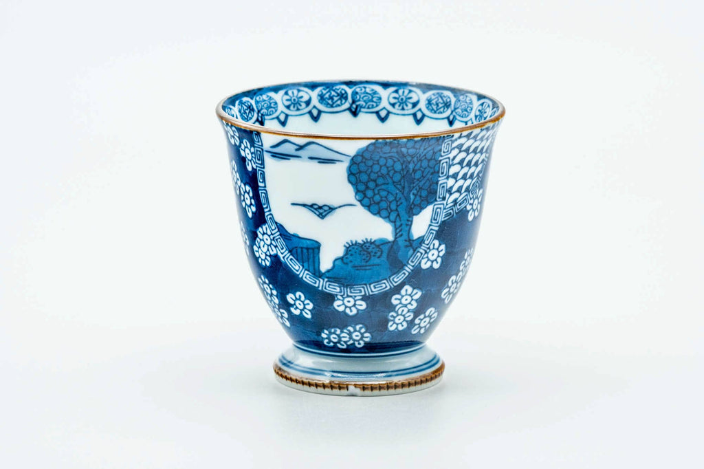 Japanese Teacup - Floral Geometric Mountainous Arita-yaki Yunomi - 120ml