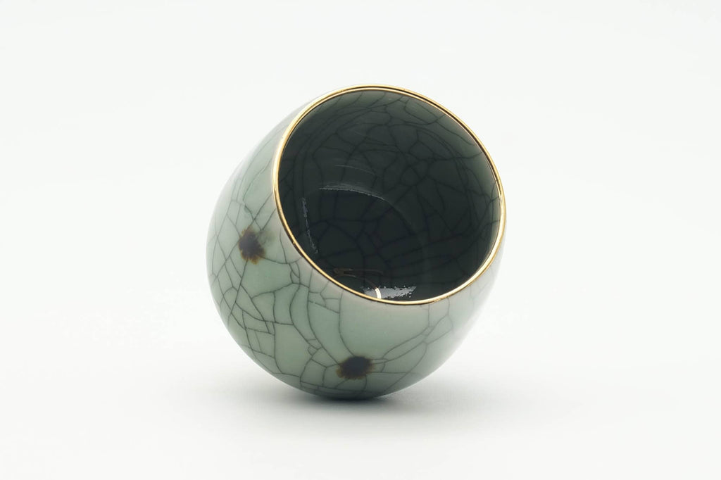 Japanese Teacup - Spotted Green Celadon Glazed Obori Soma-yaki Yunomi - 150ml