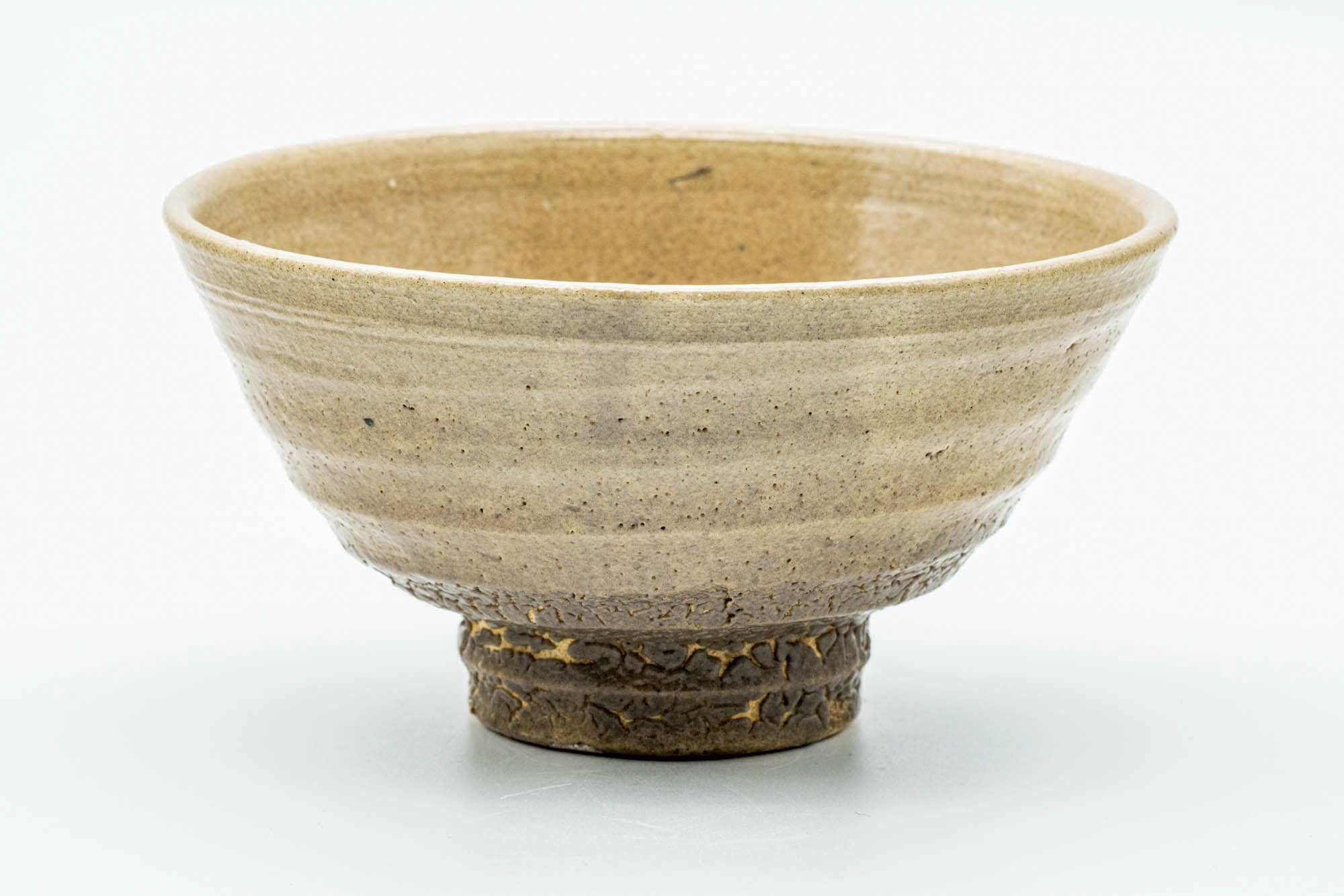 Japanese Matcha Bowl - Beige Kairagi Textured Ao-ido Chawan - 300ml