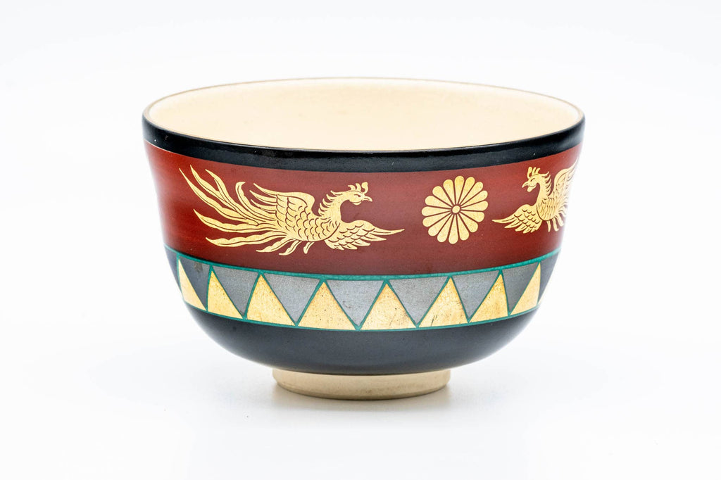Japanese Matcha Bowl - 宮地英香 Hideka Miyaji - Chrysanthemum Phoenix Kyo-yaki Chawan - 500ml