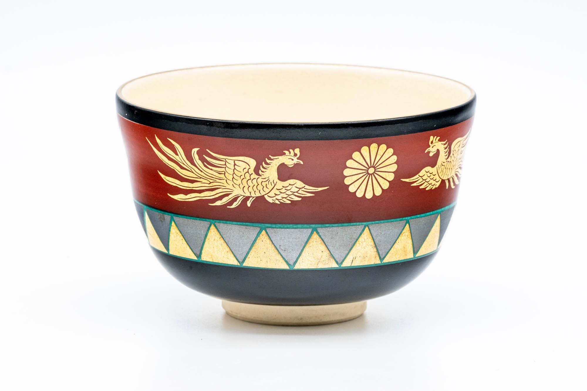 Japanese Matcha Bowl - 宮地英香 Hideka Miyaji - Chrysanthemum Phoenix Kyo-yaki Chawan - 500ml